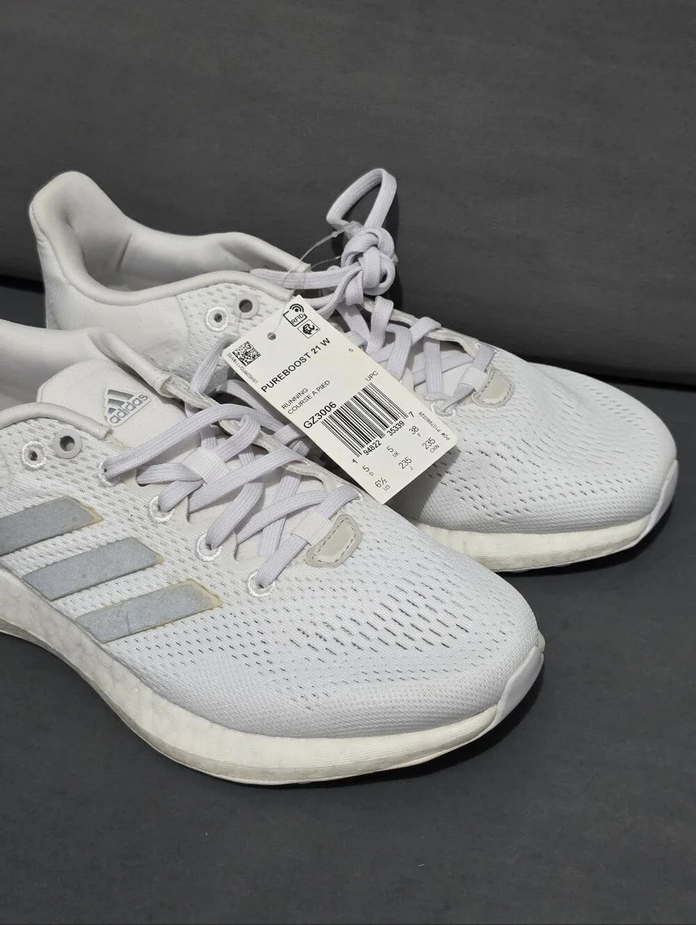 Adidas Pureboost 21 Women's Size 6.5 White Running Sneakers